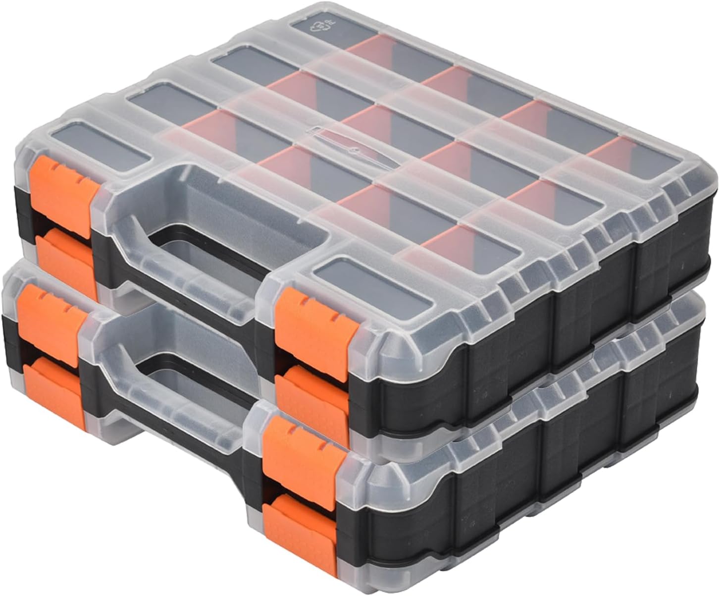 Small Parts Organizer, 34-Compartments Hardware Organizer Box, Double Side Storage Case Tools Box with Removable Dividers for Screws, Bolts, Nails, Beads, Jewelry & More