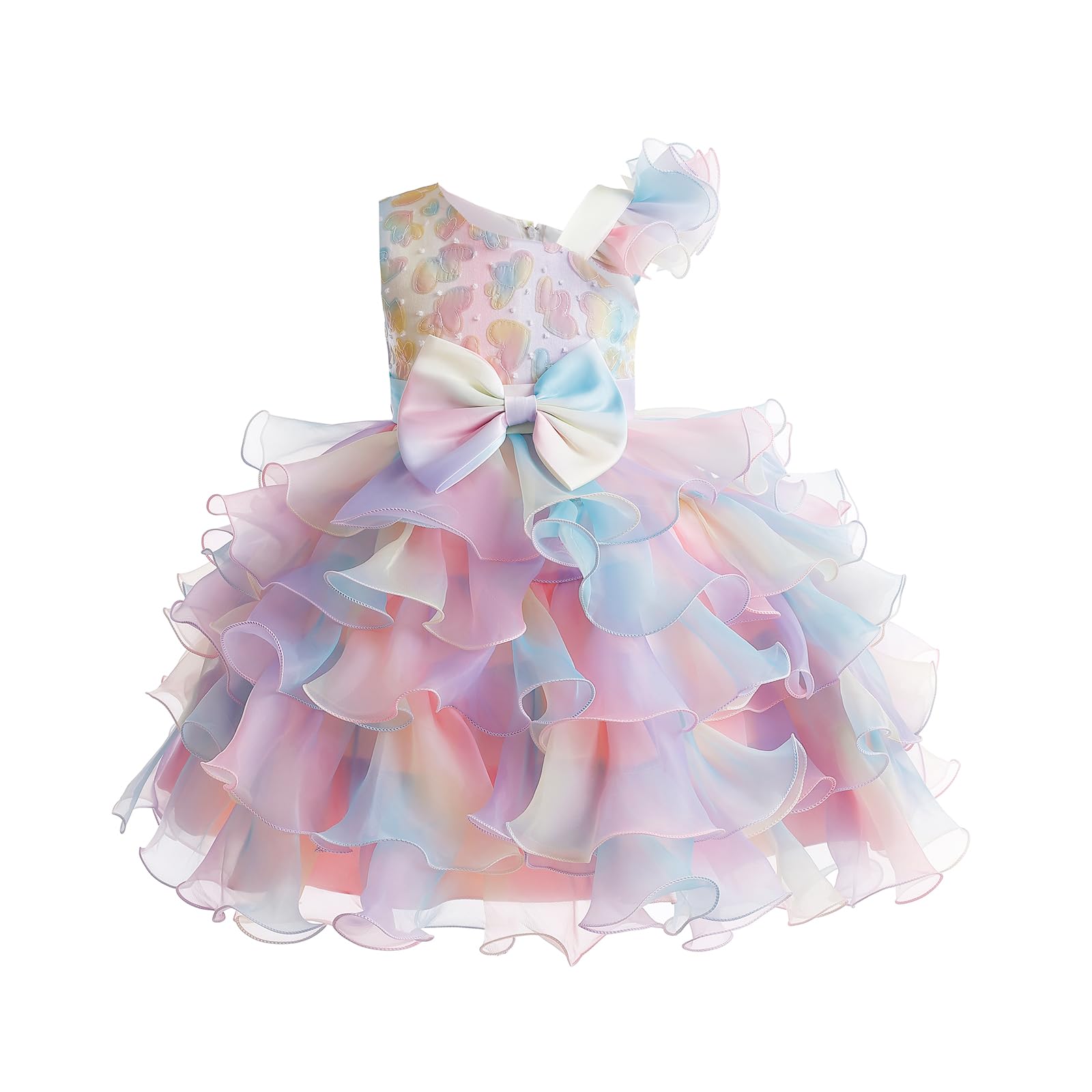 Miipat Niña Vestidos de un Hombro con Lentejuelas Princesa Sin Mangas Vestido de Dama de Honor de Boda Vestido de Tul para Fiesta