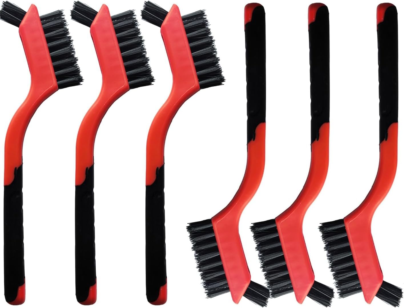 6-Pack Non-Scratch Nylon Cleaning Brushes - Mini Head Design with Ergonomic Grip & Hanging Hole for Delicate Surfaces & Daily Cleaning
