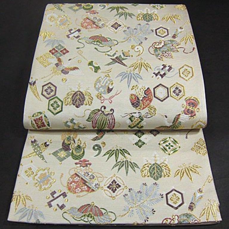 期間限定大幅値下げです！西陣織六通柄袋帯 吉祥文様・宝尽くし 綿芯御