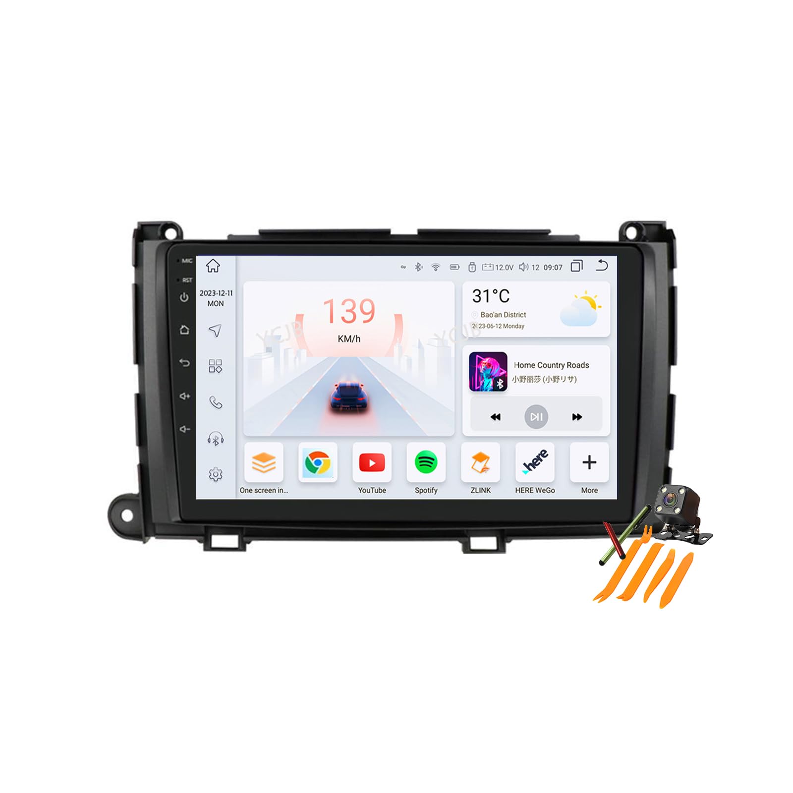 Radio 2 Din para Sienna 2010-2014 con Android 13 y pantalla de 9 pulgadas Y400s 8
