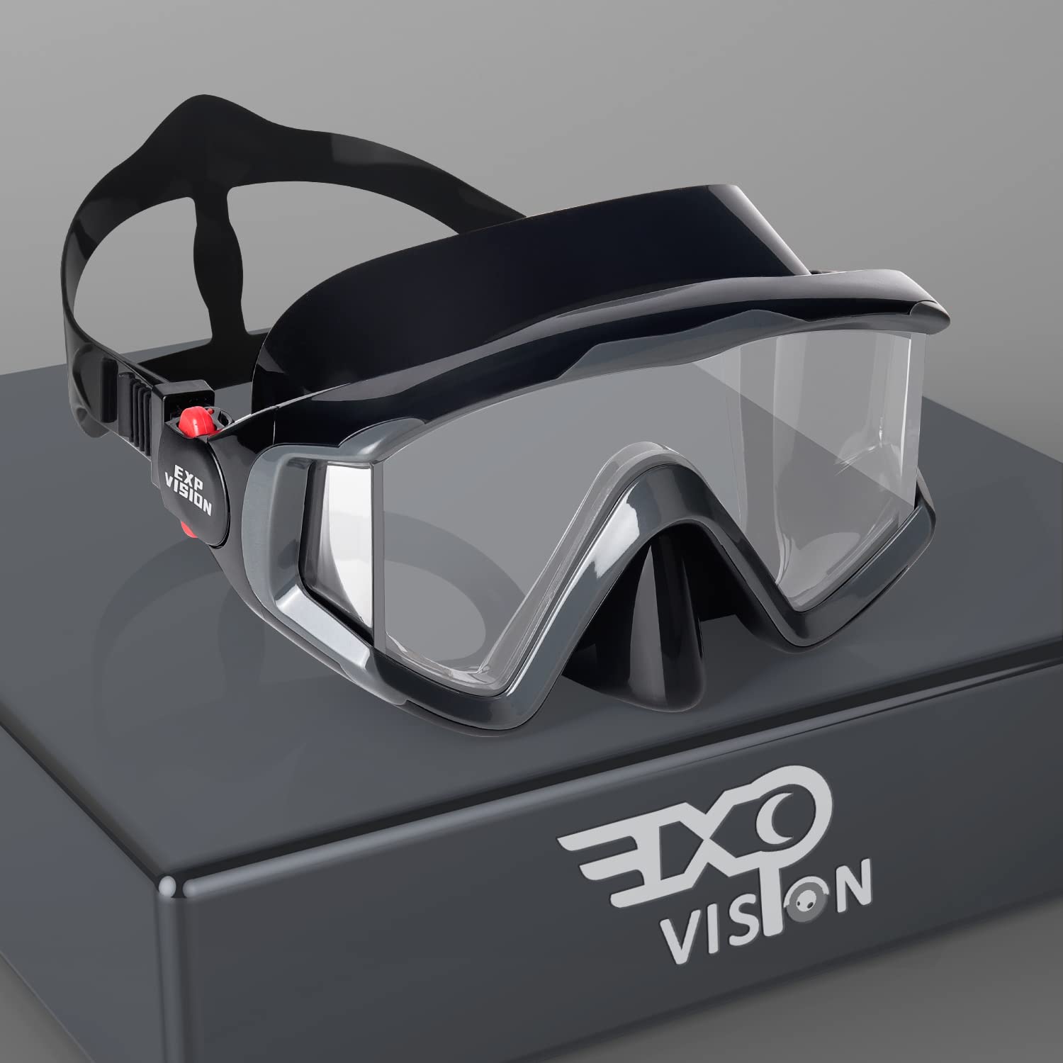 EXP VISIONAdult Pano 3 Scuba Diving Mask, Tempered Glass Snorkel Mask Anti-Fog Swim Mask No Leakage Swim Goggles with Nose Cover Snorkeling Gear for Snorkeling, Freediving, Swimming