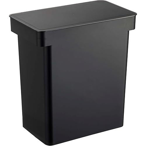 Yamazaki Home Tower Airtight Pet Food Storage Container - Cat And Dog Food Holder Bin With Transparent Lid And Handle - Extra Large - Polypropylene - 6.6 Gallons, 25 Liters,Black