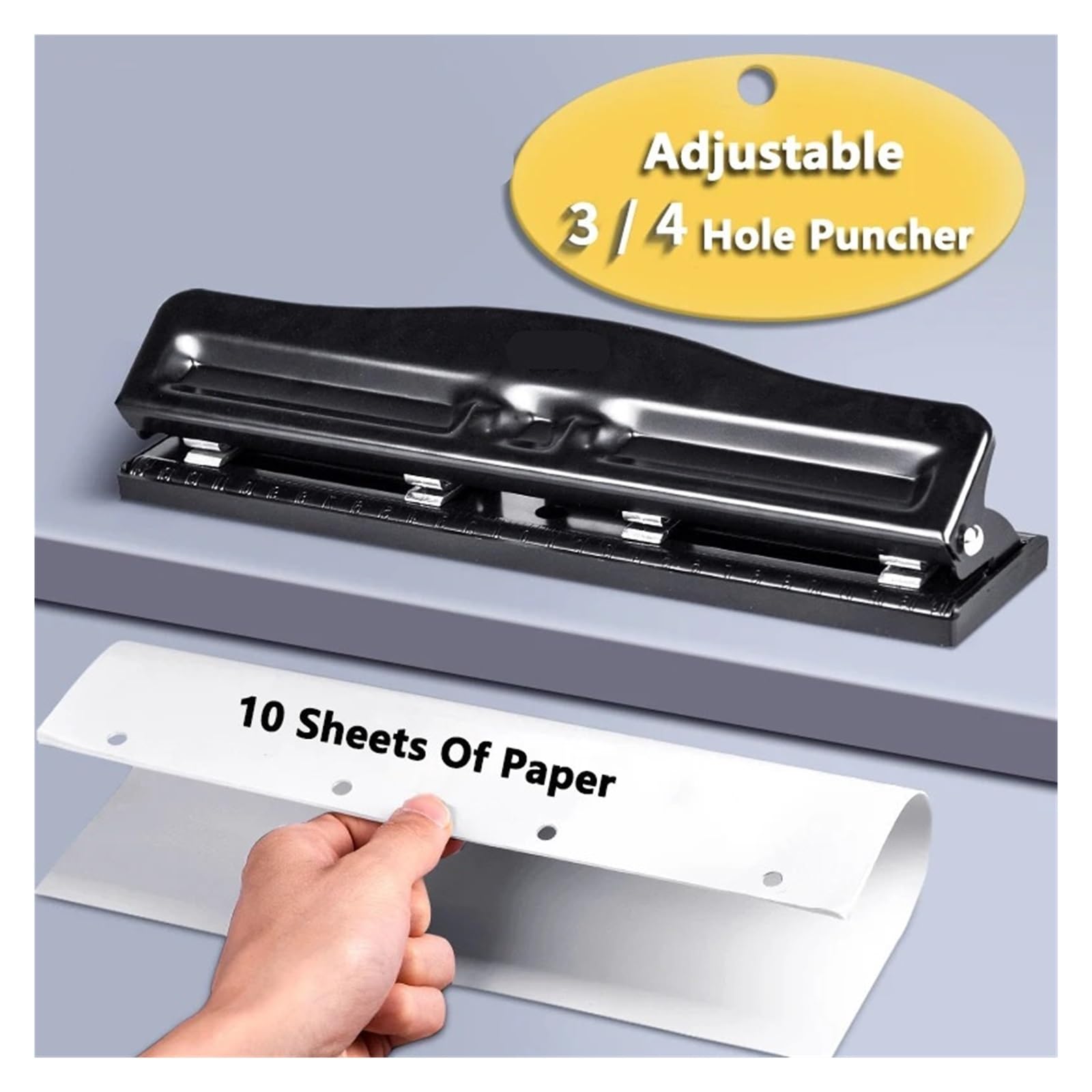 Perforatrice a 6 fori Punzonatrice da tavolo regolabile a 3/4/6 fori | Scatola portaoggetti for diario in carta A7/A6 Perforatrice manuale for ufficio in carta