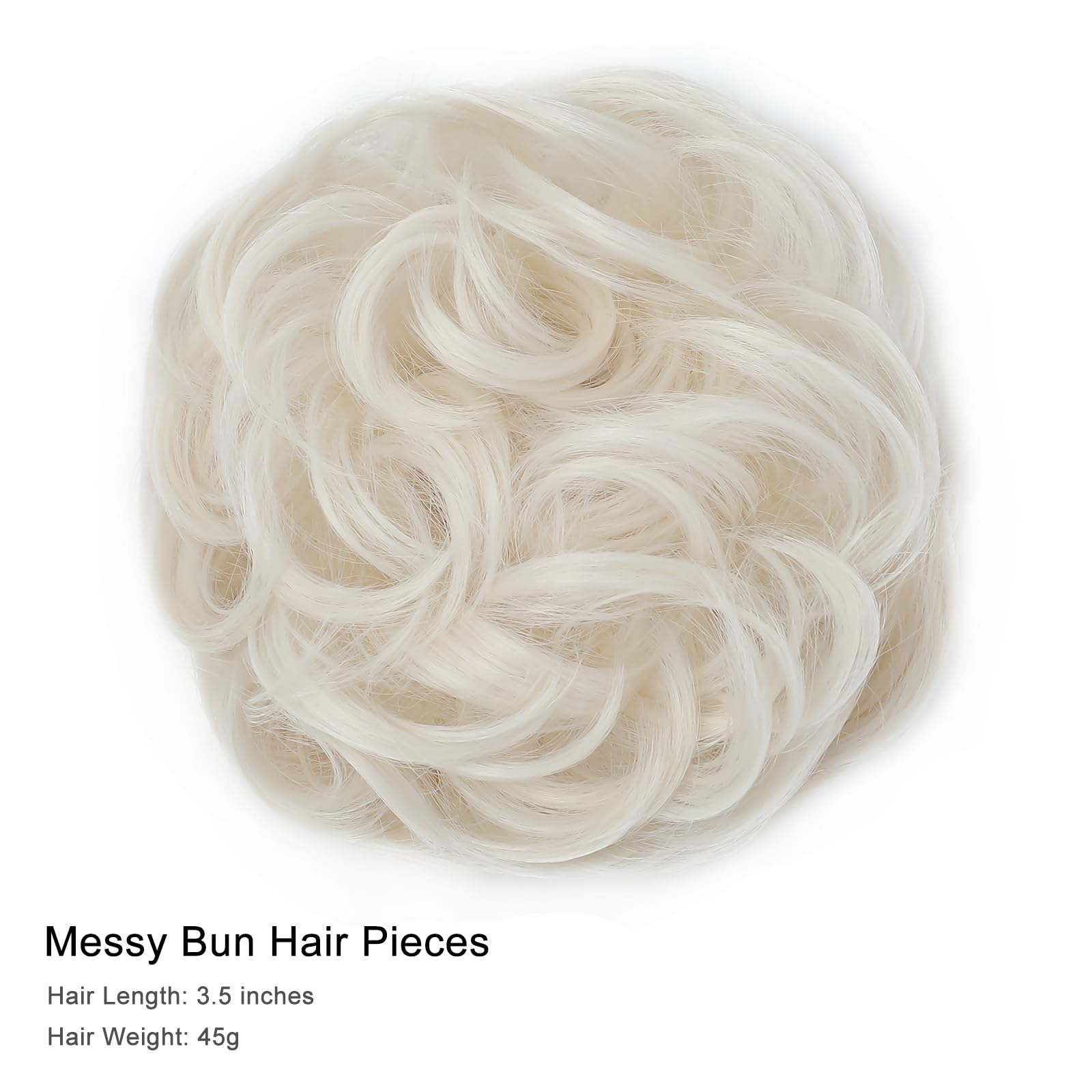 BUYOGET Messy Bun Hair Pieces For Women Hair Bun Extension Updo Curly Messy Bun Donut Hair Chignons Scrunchie Platinum Blonde - Image 2