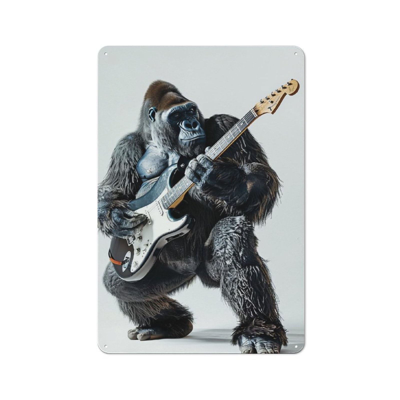 Junmoney Gorilla Guitar Retro Tin Wall Plaque 30X20cm For Kitchen Or Home Bar, For Home Interiors, Feature Walls And Decorative Displays