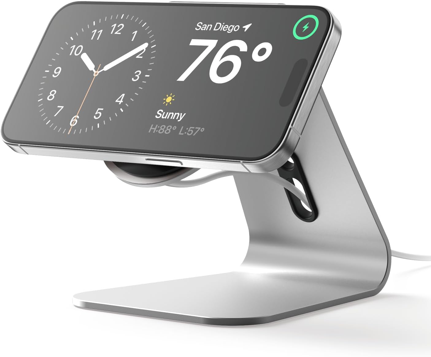 elago MS4 Charging Stand Compatible with MagSafe Charger, Aluminum Stand Compatible with iPhone 17/16/15/14/13/12 Series, Designed for iOS17 Standby Mode (Cable Not Included) (Silver)