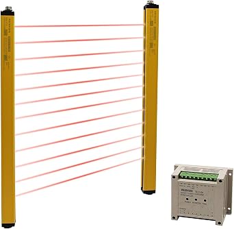 CGOLDENWALL Safety Light Curtains Light Screen Sensor Safety Grating Punching Machine Protector Beam Pitch 40mm, Beams 18, Protection Height 680mm, Total Height 750mm with Controller and Cable