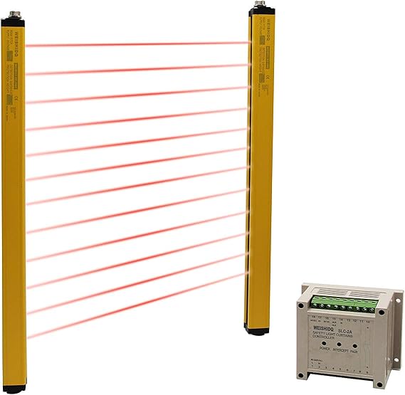 CGOLDENWALL Safety Light Curtains Light Screen Sensor Safety Grating Punching Machine Protector Beam Pitch 40mm, Beams 18, Protection Height 680mm, Total Height 750mm with Controller and Cable
