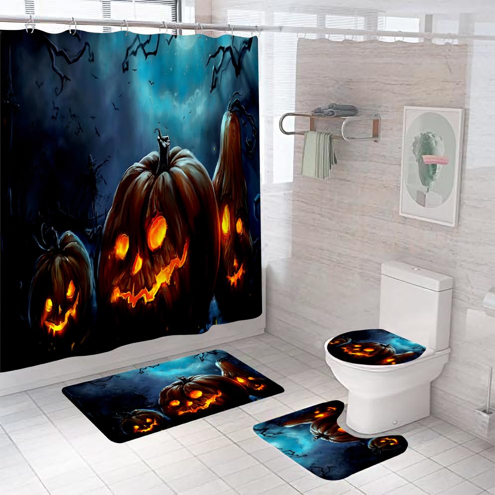 Tapis de bain citrouille 50x80cm avec contour WC et tapis douche