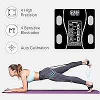 Vista 2 de Báscula inteligente de baño, báscula digital para el cuerpo, con pantalla LED retroiluminada y vidrio templado resistente, tamaño compacto, con un