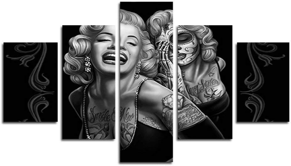 NOTSEK YspgArt Print Painting Canvas, 5 Pieces Marilyn Monroe scene Wall Art Painting for Home Living Room Office Mordern Decoration Gift(Unframed)