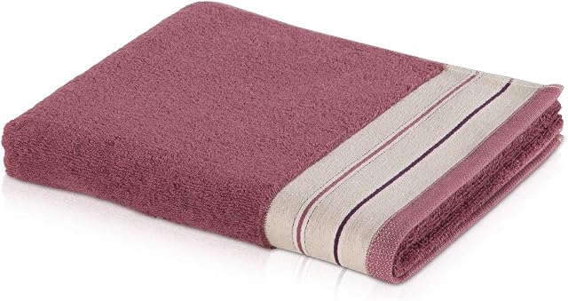 Möve Bohème Doubleface ręcznik dla gości z bordiurą w paski, 50 x 30 cm, wyprodukowano w Niemczech, 85% bawełna, 15% len, Mauve/Nature