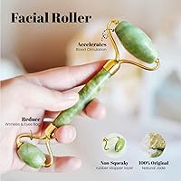 Vista 4 de Roselynboutique - Juego de herramientas faciales, rodillo para cuidado facial, gua sha de jade, masajeador muscular, disminuye las arrugas, piedra