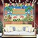 KYMY Large Hawaiian Luau Happy Birthday Backdrop Banner, Summer Floral Tropical Flamingo Birthday Sign with 70.8''X43.3'', Hawaii Theme Photograph Background Supplies for Birthday Party Decorations