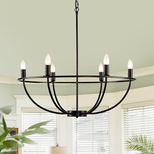 Miniatura 1 de 28.5'' Black Chandeliers for Dining Room,6-Light Farmhouse Dining Room Light Fixtures,Large Entry Chandeliers for High Ceilings,for Living