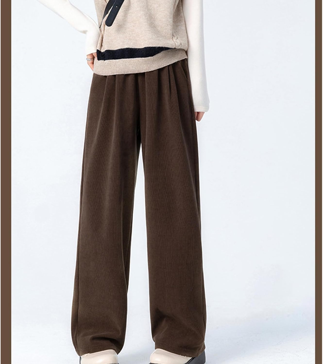 裏起毛 パンツ ワイド レディース きれいめ ストレートパンツ ロング ウェストゴム ロングパンツ ウェストゴム イ 【デタイパンツ】