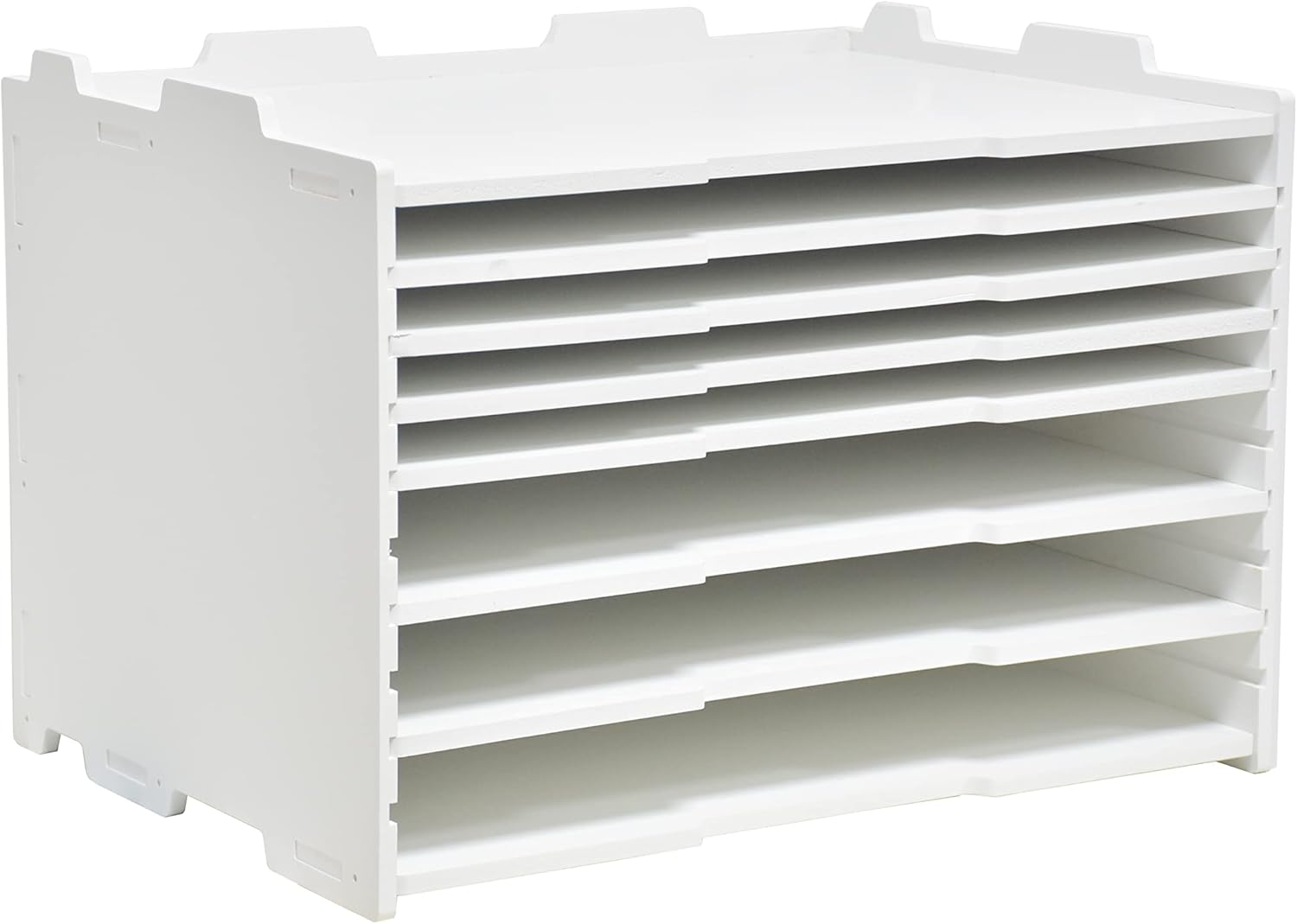 YFS White Horizontal Paper Storage Tray, Multi-Layer Desk Document Holder, 18 1/8" × 13 3/16" × 12 9/16" Large Capacity Mail Organizer for Office School Home（7 Tier-Horizontal）