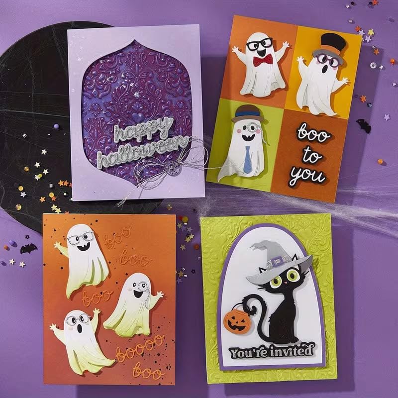 Halloween Hat Cat Metal Cutting Die Cuts, Halloween Cat Embossing Stencils DIY Crafts Cards Cutting Dies Cuts for DIY Embossing Card Making Photo Decorative Paper Dies Scrapbooking
