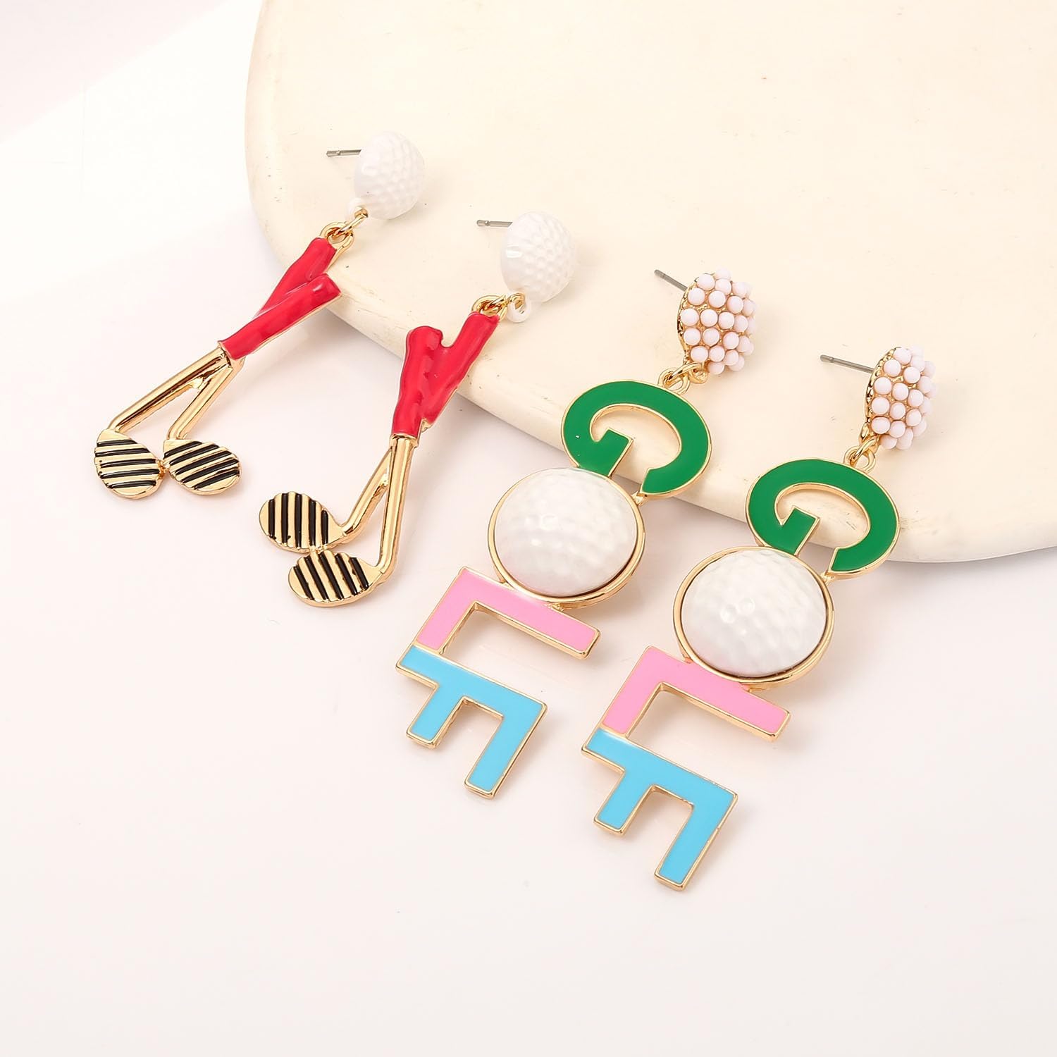 2Pairs Golf Earrings for Women Golf Ball Tee Bag Cart Dangle Earring Statement Golf Themed Earrings Putting Green Earrings Sport Game Day Golf Accessories Outfits Jewelry Gifts - Image 4