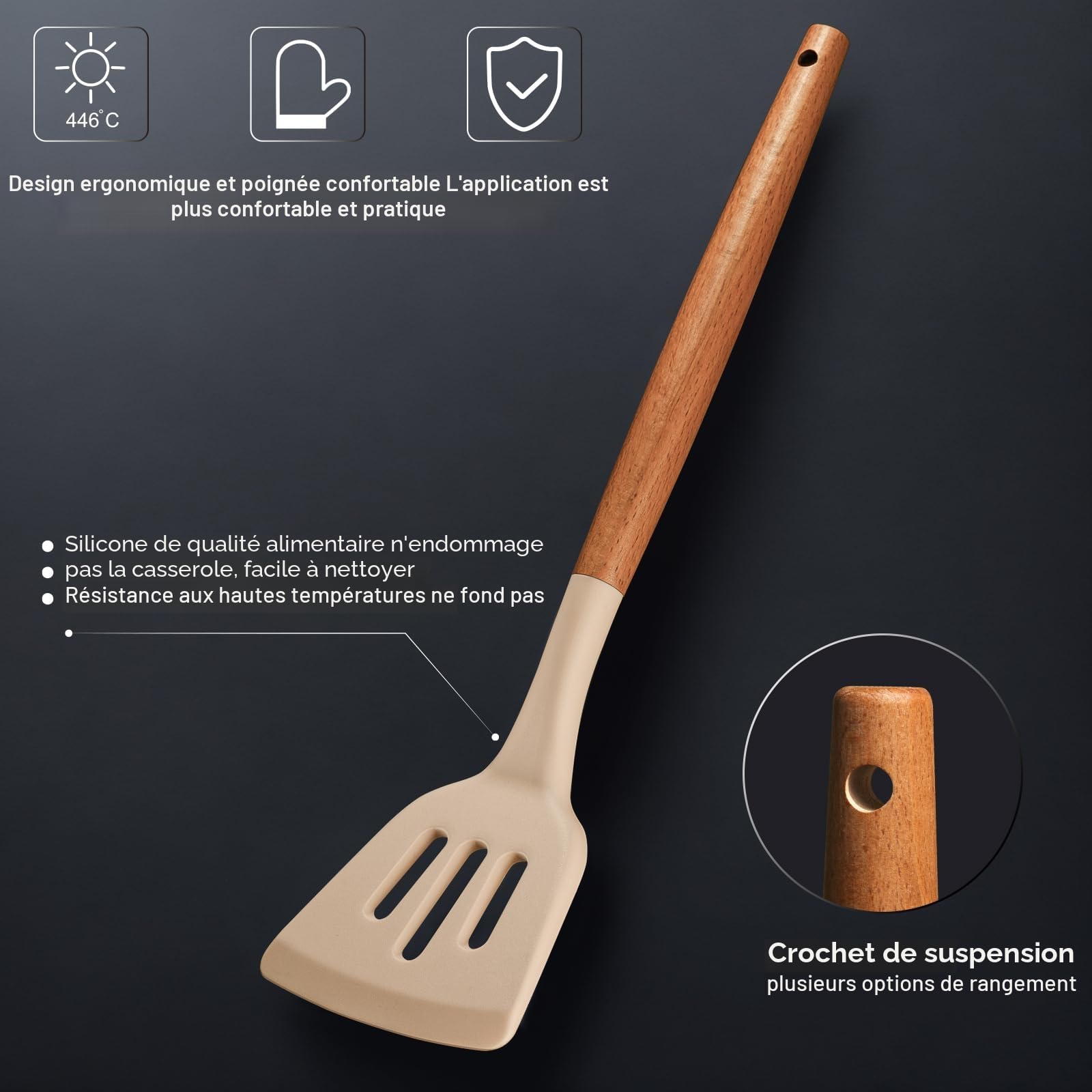 RAXCO Lot de 18 pi¨¨ces couteaux de cuisine avec bloc, ustensiles de cuisine avec set de 5 pi¨¨ces de couteaux et 7 pi¨¨ces de spatules en silicone, set d'accessoires de cuisine