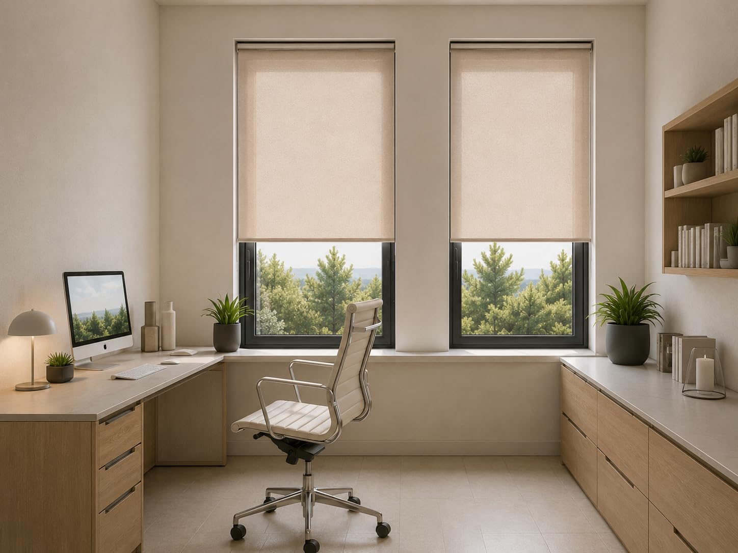 Estoralis Gove Store Enrouleur Tamisant Lisse, Polyester, Beige Foncé, 150 x 230 cm