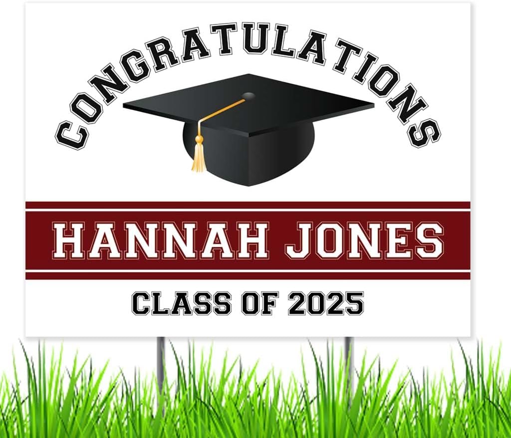 Congratulations Class of 2025 Graduate Personalized Yard Sign with Metal Stake, Custom Graduation Party Personalized Lawn Sign