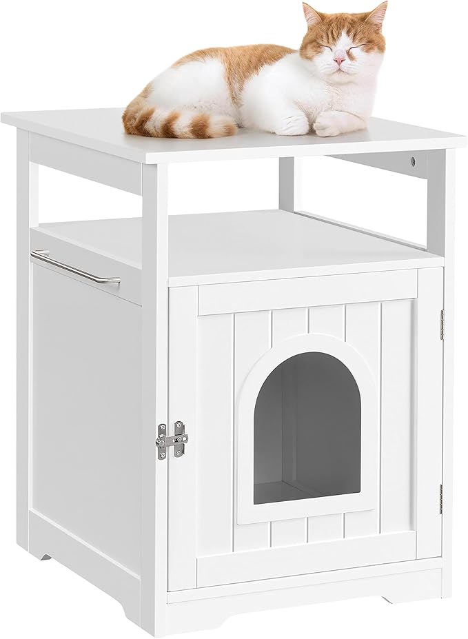 Yaheetech Cat Litter Box Enclosure, Wooden Cat House with Open Storage