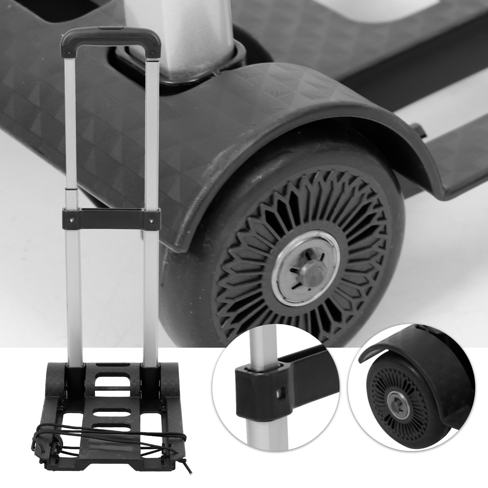 Carrito Plegable Portátil de Mano Negro Dos Ruedas y Ajuste