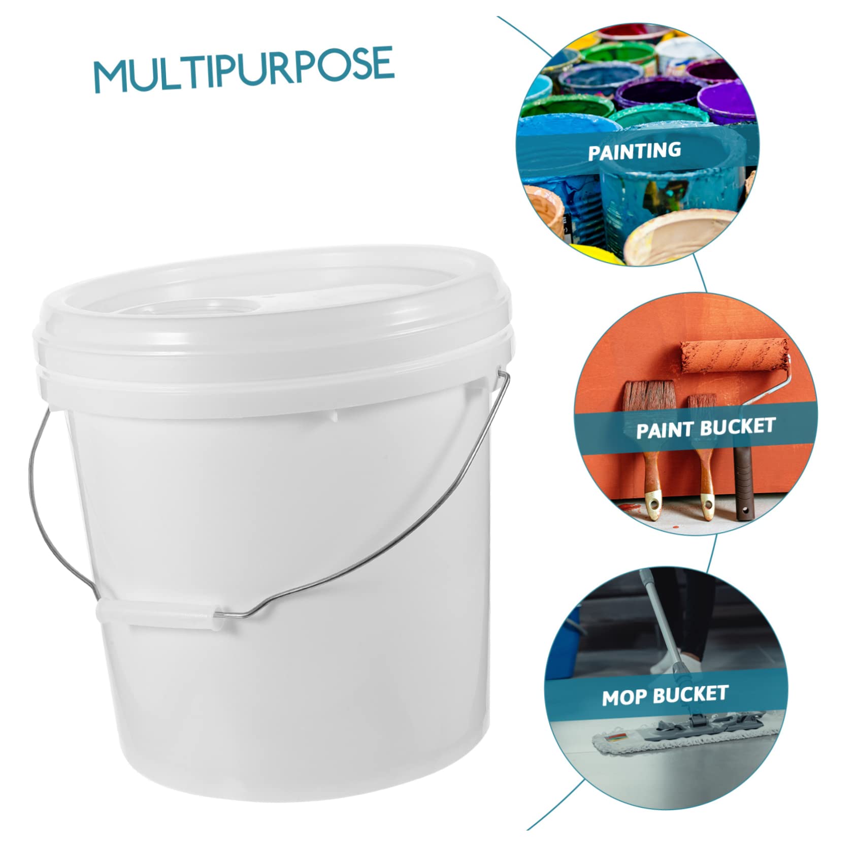 Secchio per Pittura in Hdpe Bianco 10 con Coperchio, Contenitore Ermetico Anti-perdita per Vernice e Uso Esterno