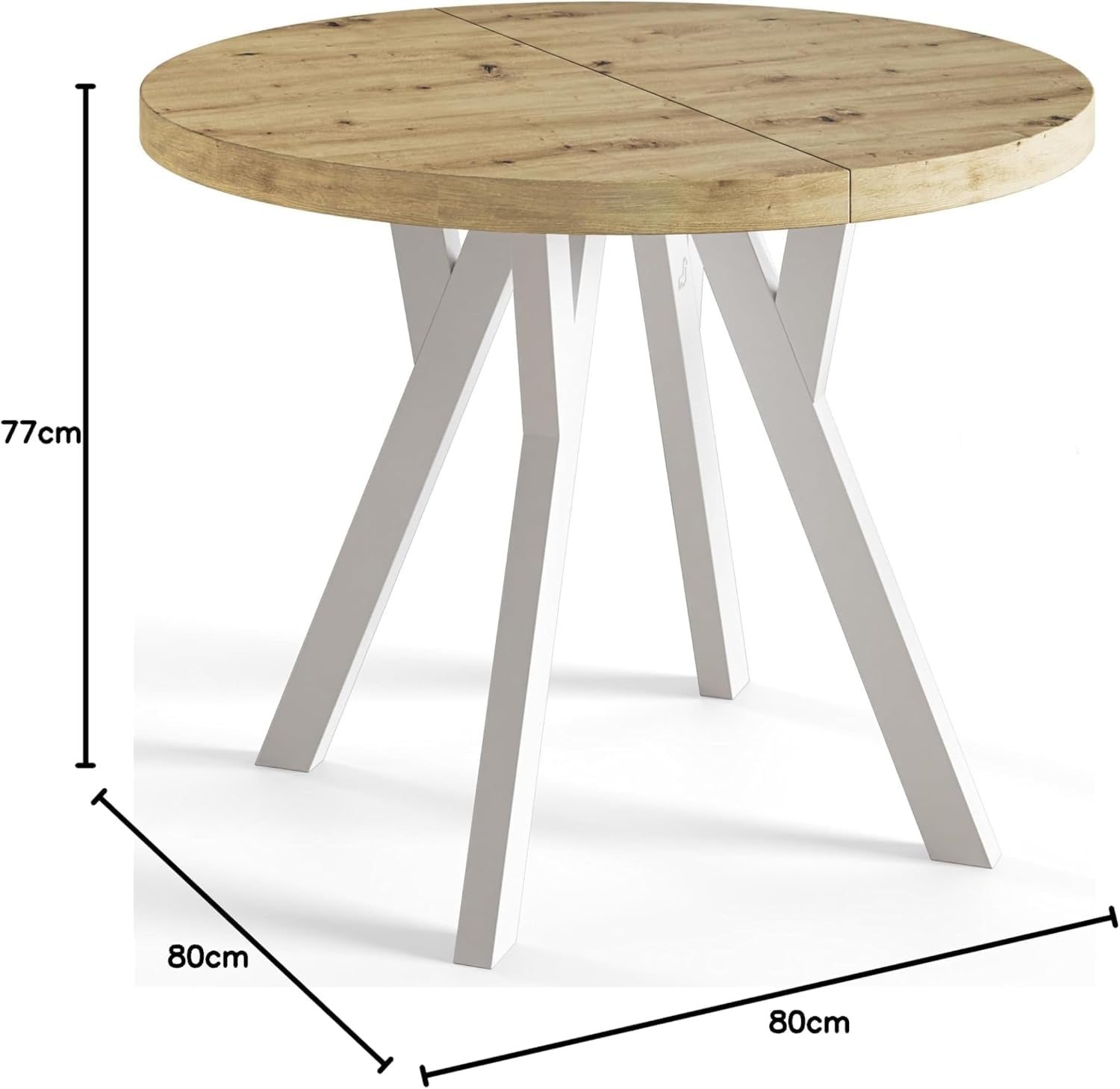 Tavolo da Pranzo Tavolo Rotondo Allungabile - Tavolo Sala da Pranzo Allungabile e Cucina - Piano in laminato da 36 mm - Gambe Solide - Diametro da 90 cm - Marmo - Collezione Ovo