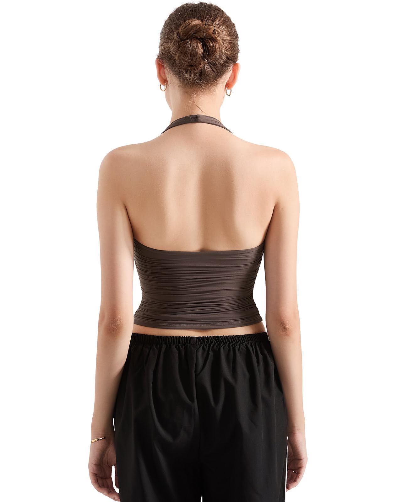 SUUKSESS Women Halter Tank Tops Double Lined Backless Y2K Trendy Going Out Tops