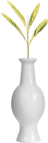 Jarrón de trompeta alto y moderno, jarrón blanco único, jarrón de piso de 26 pulgadas, decoración de interiores del hogar, jarrón grande moderno,