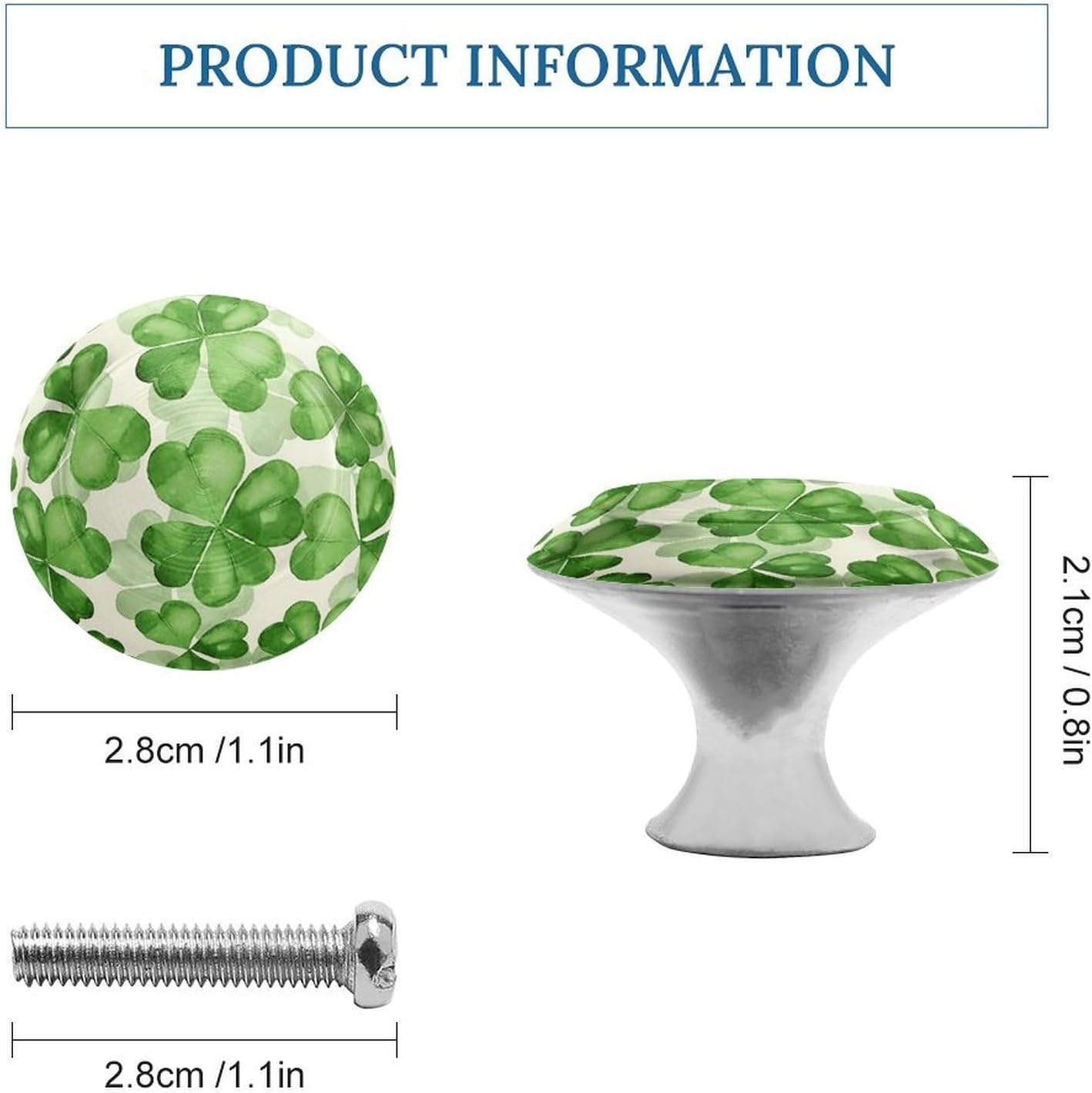 2 Pack Cabinet Knobs,Decorative Drawer Pulls, Green Clover Lucky Charm image 2