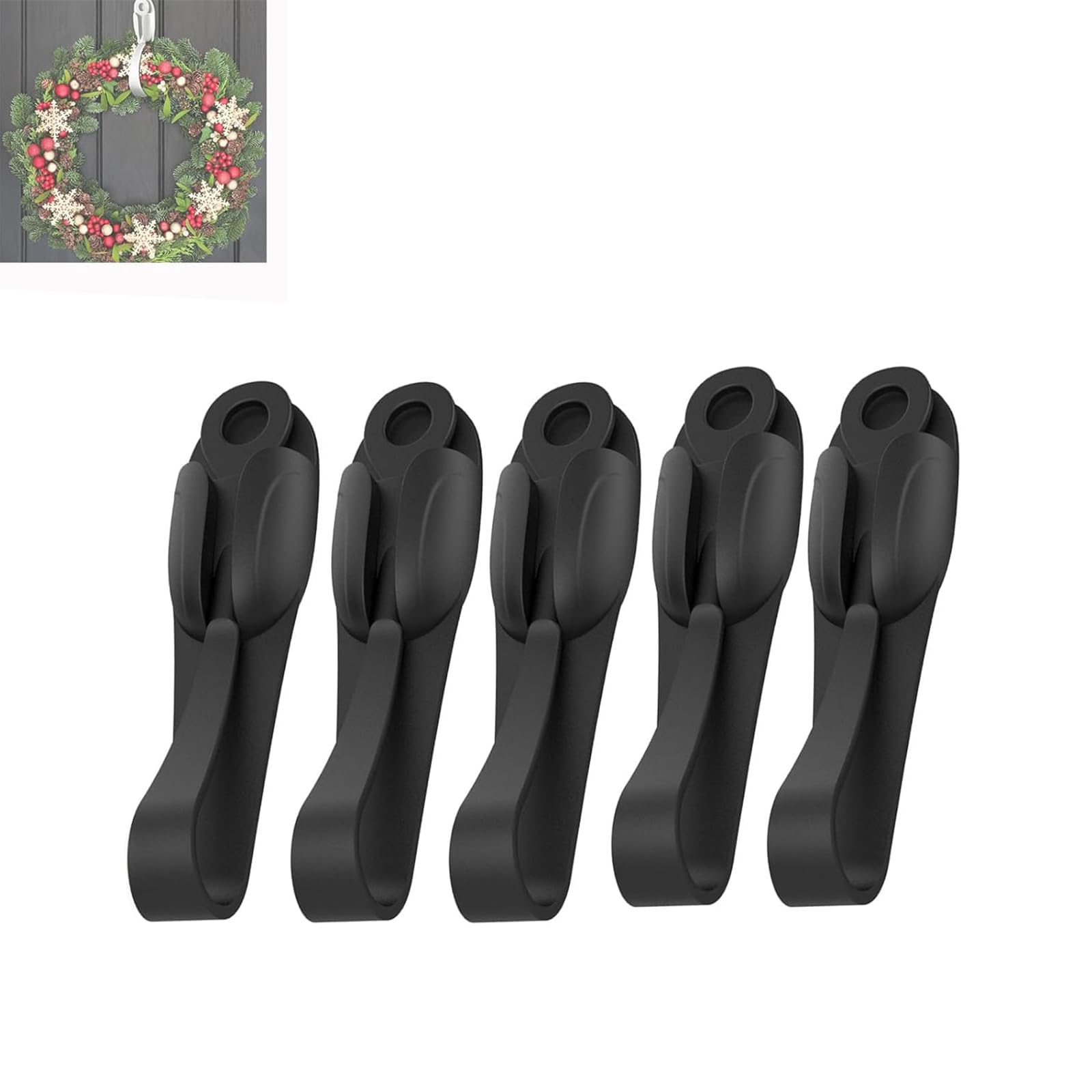 Llelemamo Black Wall Mounted Punch-Free Adhesive Removable Cord Holder Organizer, Command Cord Bundlers For Garland, Cord Organizer, No Tools Cord Bundlers For Hanging Electrical Cables (5Pcs,)