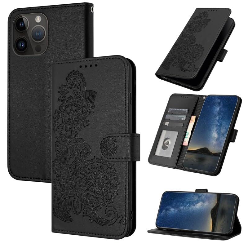 Étui pour iPhone 8 Plus, 7 Plus et 6 Plus noir en cuir portefeuille