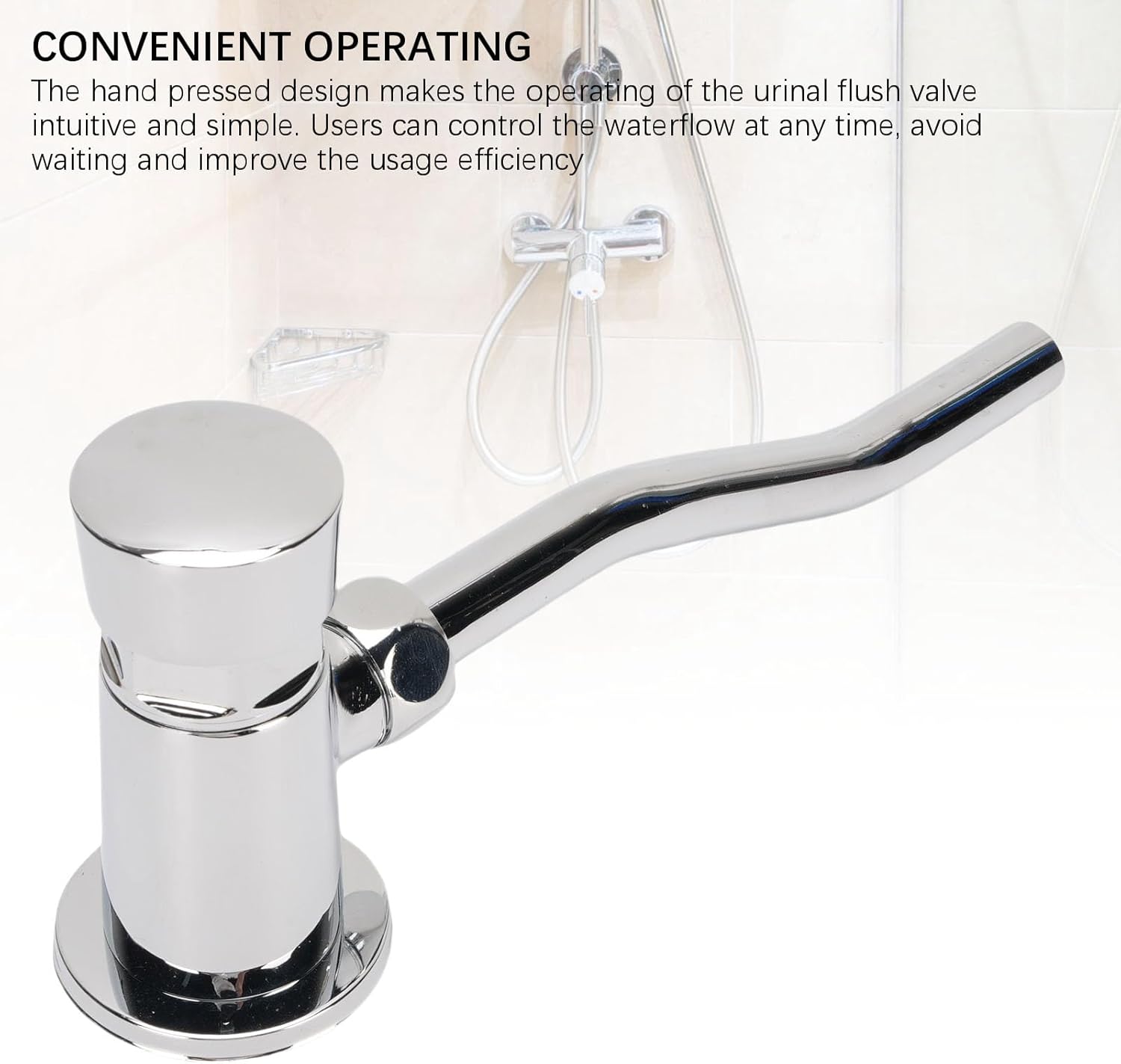 Brass Flush Valve, Hand Pressed Urinal Faucet with Water Saving Function, Easy Installation for Various Bathroom Environments, Polished Chrome Finish
