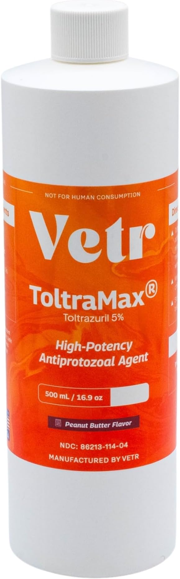ToltraMax Toltrazuril 5.0% for Horses, Dogs, Cats, 500mL/16.9 Ounce, for Non-Food Chain Animals, Peanut Butter