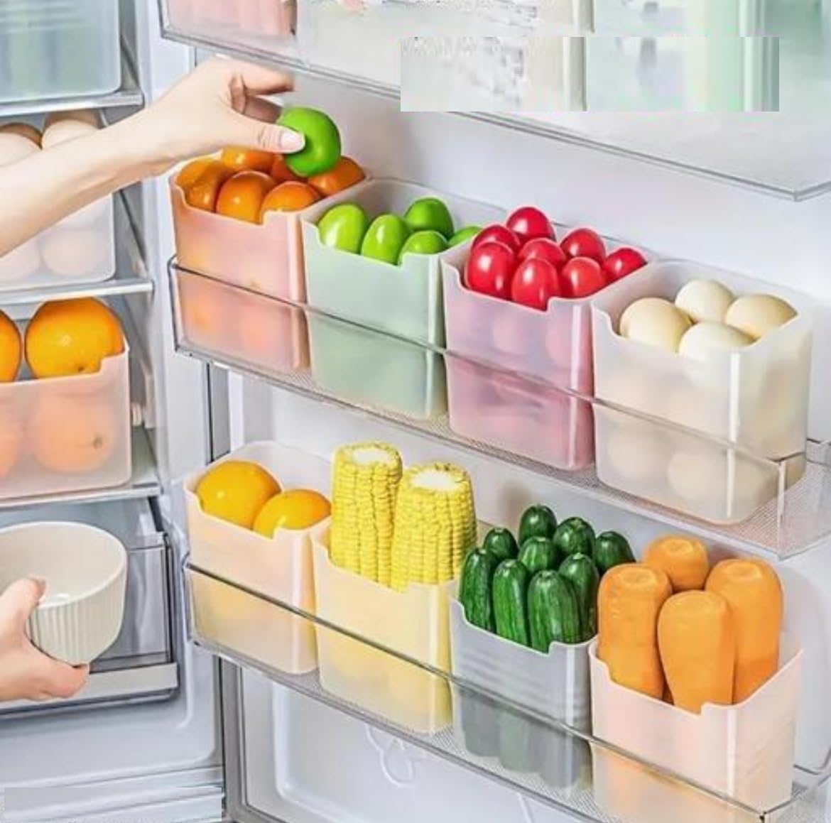 Stysol Fridge Side Door & Drawer Storage Boxes, Multipurpose Space-Saving Containers for Freezer, Kitchen, Bathroom, and Organiser Stationery (6 Piece)