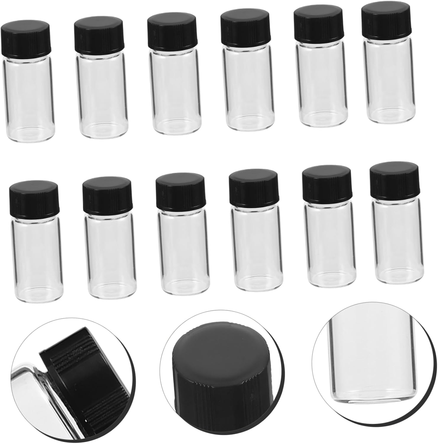 LIFKOME 100pcs 5ml Glass Vials with Caps Screw Top Sample Bottles for Reagents and Liquids Flat Bottom Storage Containers