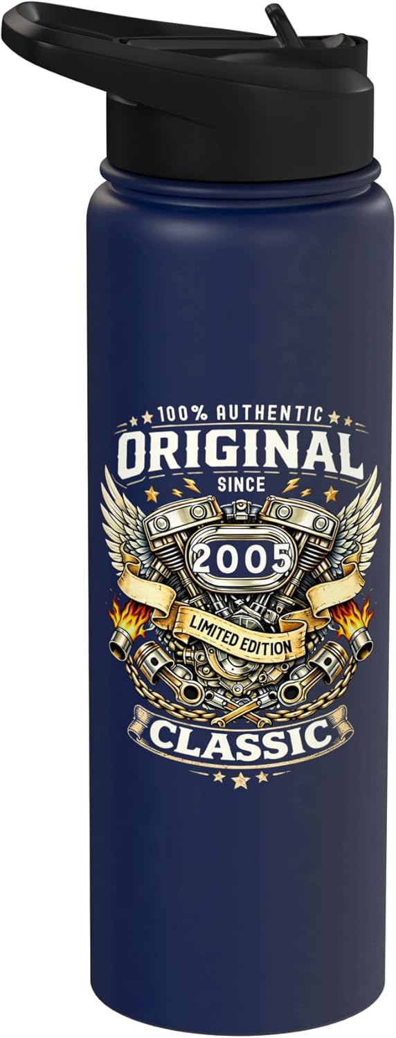 21st birthday man gift motorcycle motorcyclist biker 2005 Stainless Steel Insulated Water Bottle
