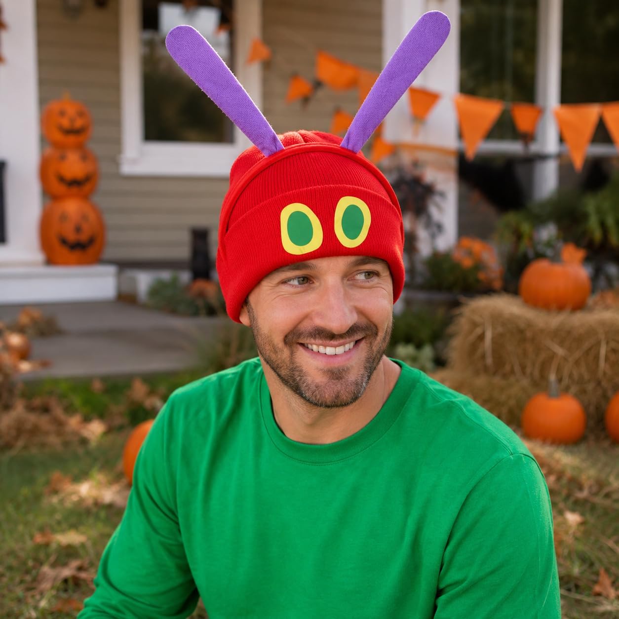 JcHrmers Caterpillar Costume Kit Book Character Costumes Include Caterpillar Red Knitted Beanie Hat with Eye Twist Stick and Headband for Halloween World Book Day Fancy Dress