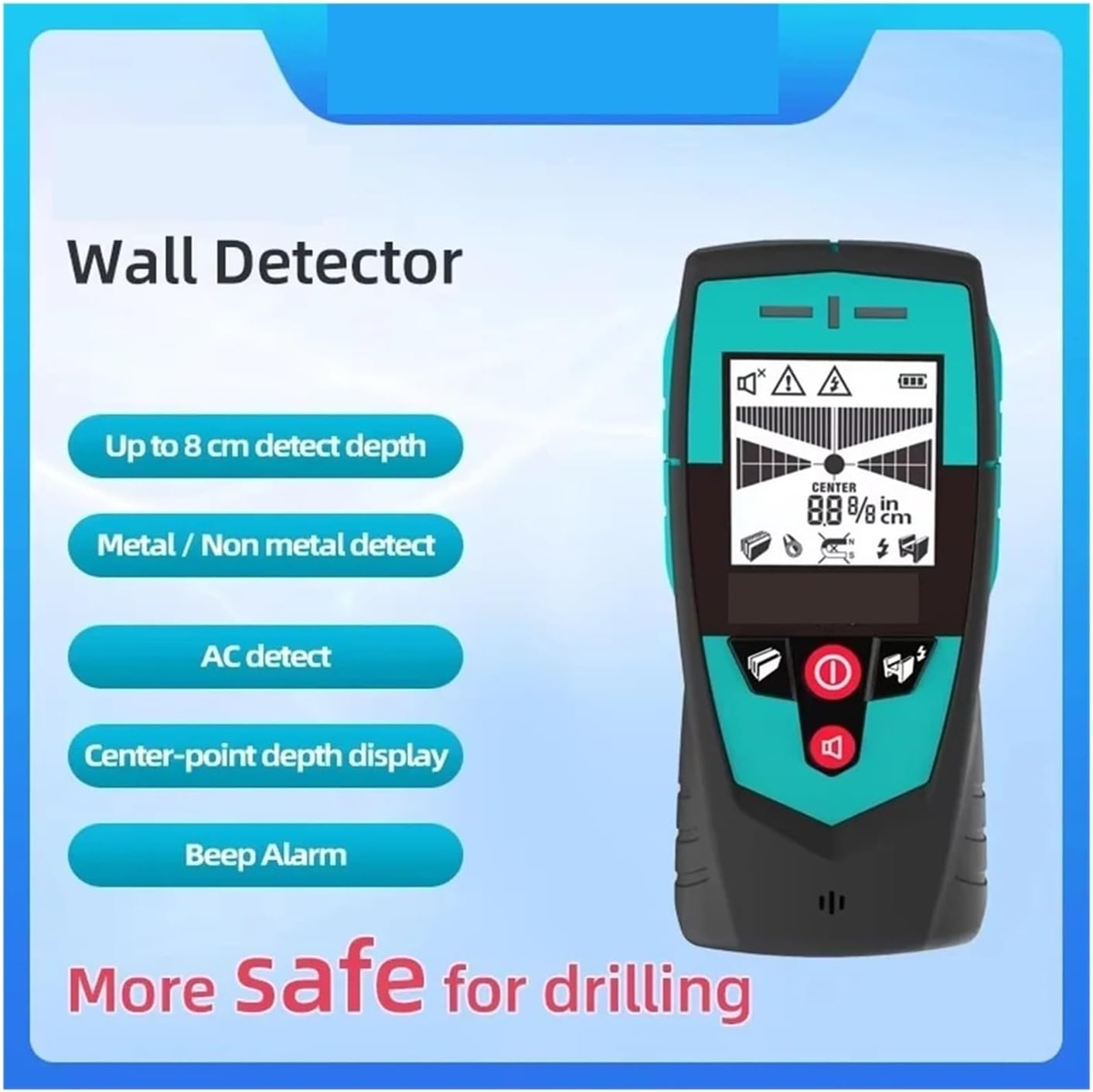 Wall Detector Scanner, Multifunction Wall Detector Scanner Large Area Sensor For Metal Nonmetal Wire Finding With Display,Metal Stud Finder