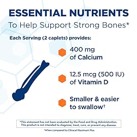 Citracal Petites- Calcium Citrate with Vitamin D3, Bone Health Support, Calcium Supplement for Ages 12+, 375 Count (Packaging May Vary)