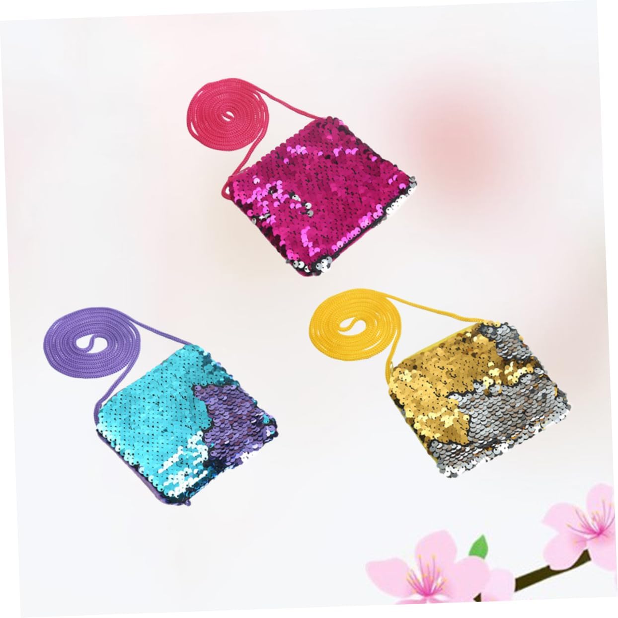 Beavorty 3Pcs Glitter Sequins Small Change Purse for Fashion Square Bag Wallet Cute Coin Pouch for Boys and Handbag