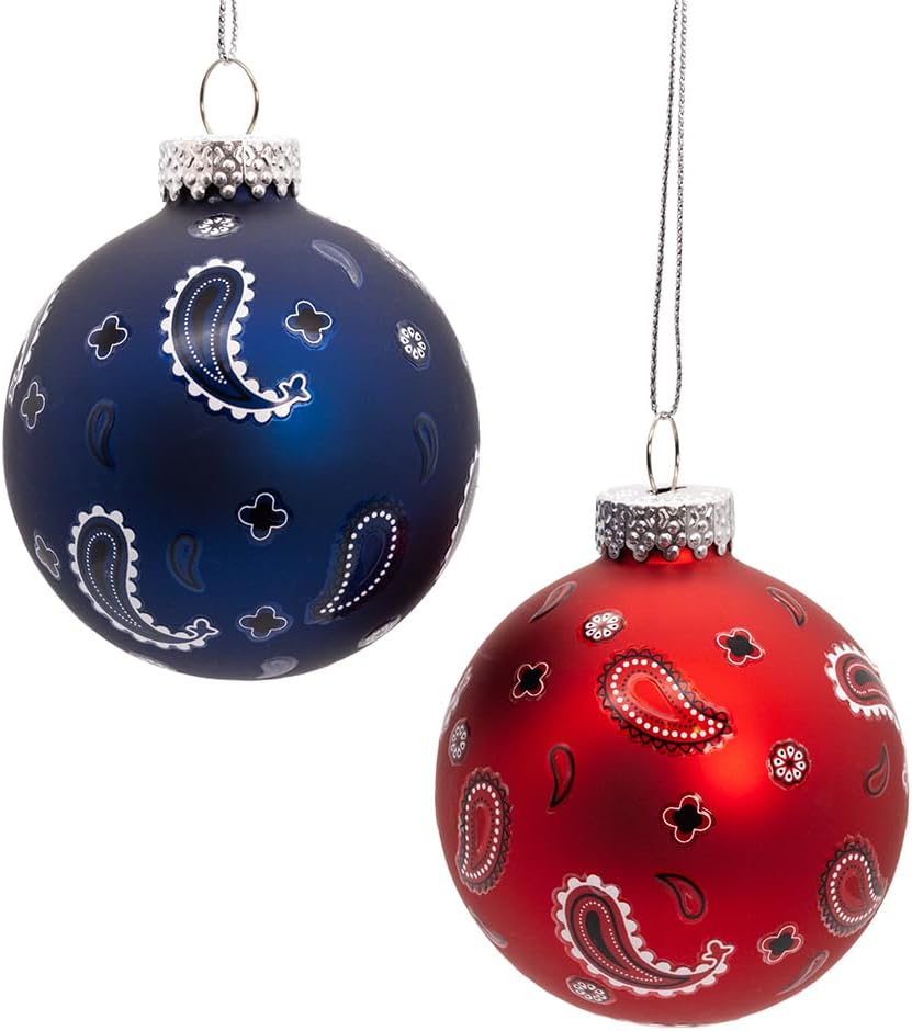 Kurt Adler 65MM Glass Bandana Style Ball Ornaments