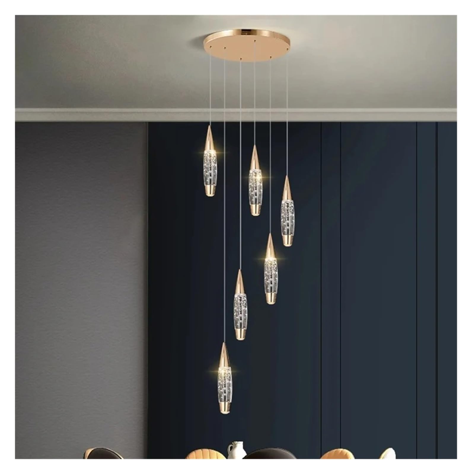 ZTCHSENZT 25 Light Modern Crystal Chandelier Dimmable LED Gold Spiral Foyer Chandeliers Entryway High Ceiling Pendant Lights Staircase Chandeliers,Chandelier Lamps,Dimming-30cm