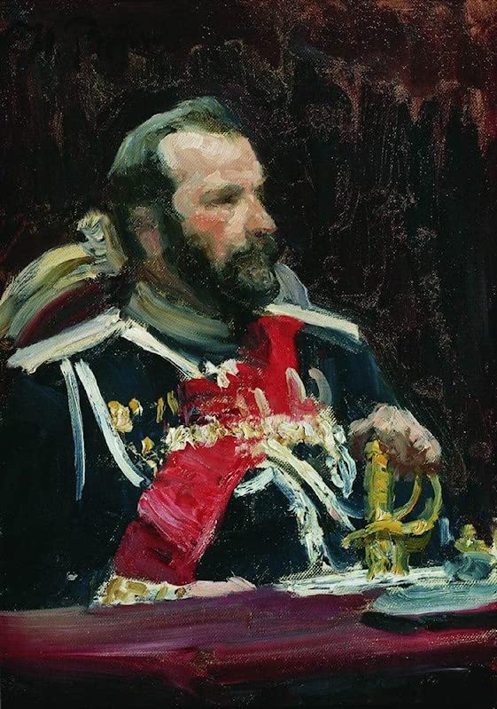 Portrait du général Aleksei Kuropatkin par Repin affiche toile 60x90cm