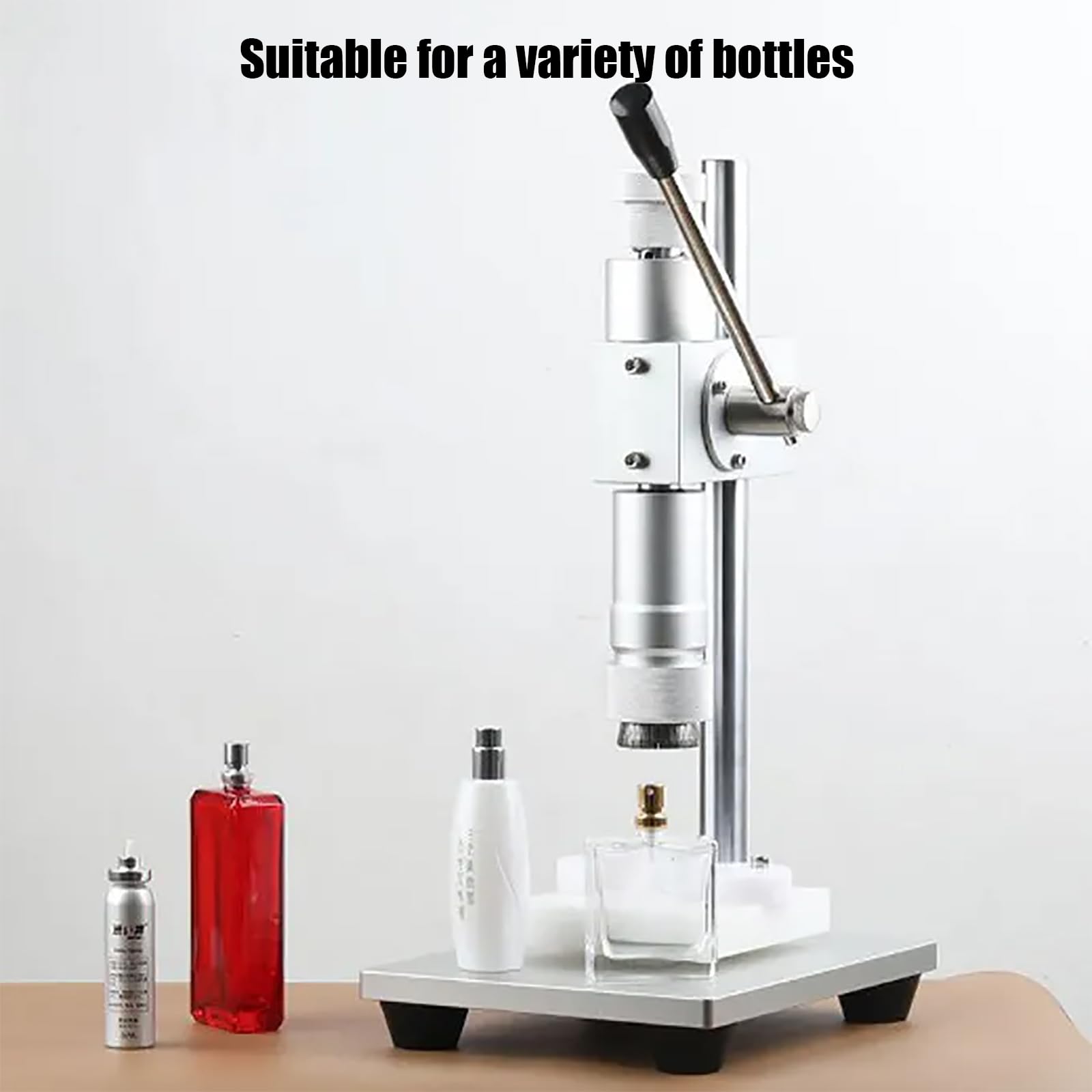 Machine à sertir de précision pour bouteilles de parfum avec aide au positionnement pour une étanchéité fiable, idéale pour les loisirs créatifs, la fabrication de parfum, les huiles essentielles, une