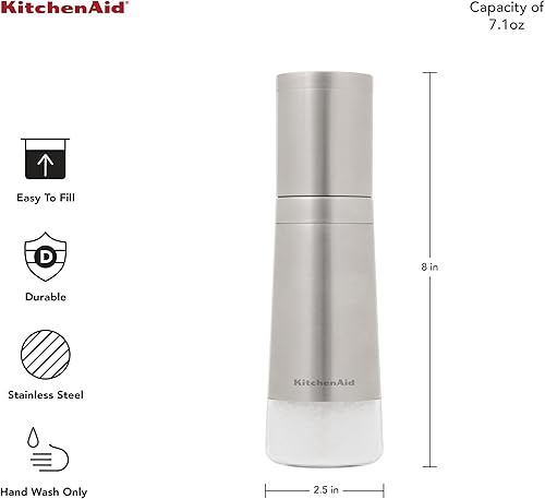Miniatura 2 de KitchenAid Molinillo de sal relleno de acero inoxidable, 8 pulgadas